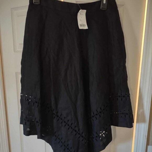 Banana Republic Black Handkerchief Style Crochet Bottom Midi Skirt - Picture 1 of 6